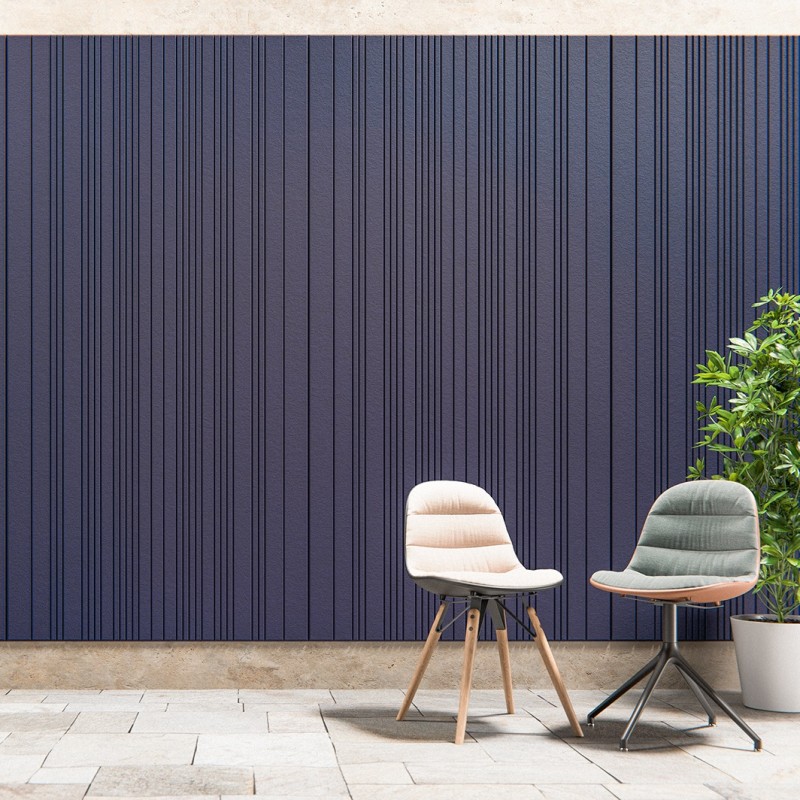 L’habillage mural en feutre acoustique Stripe V combine design vertical contemporain et performance acoustique élevée.