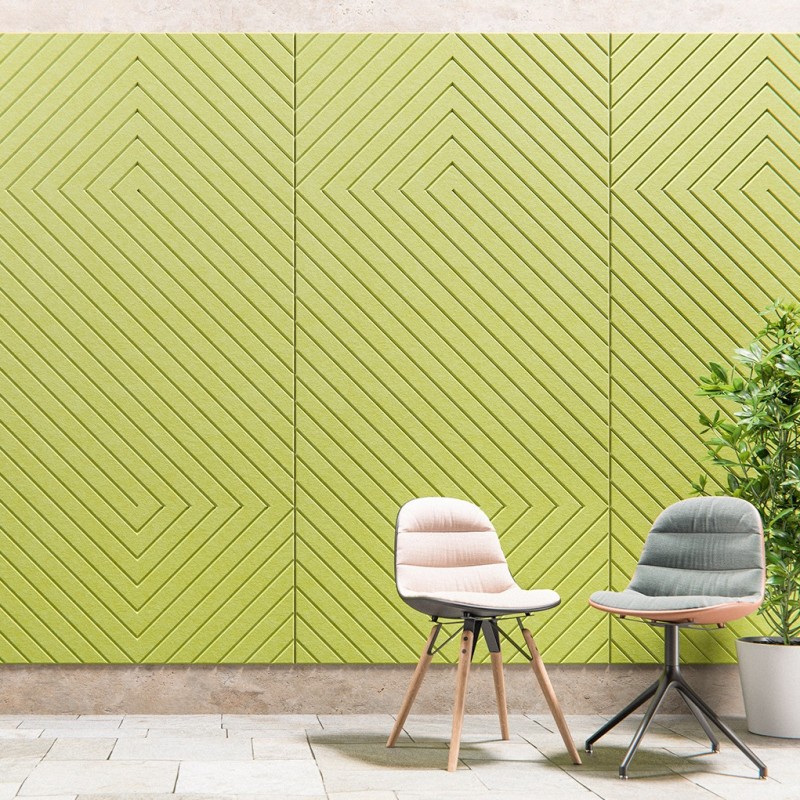 Panneau mural acoustique à motifs gravés Chevron 2 – Design géométrique et feutre PET recyclé | Wisecom Acoustic