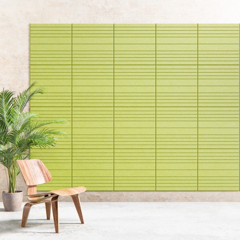 Panneau acoustique design en feutrine PET recyclée, format 600×600 mm.