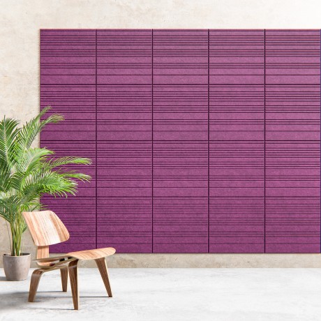 Plaque acoustique murale rainurée en feutrine PET recyclée, format 600×600 mm