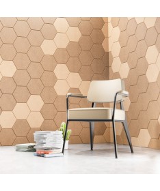 Mosaic HEX Fabriqué en A·PET® 9 mm (≥ 60 % PET recyclé) propose deux formats (HEX25 et HEX45) pour moduler vos décors.