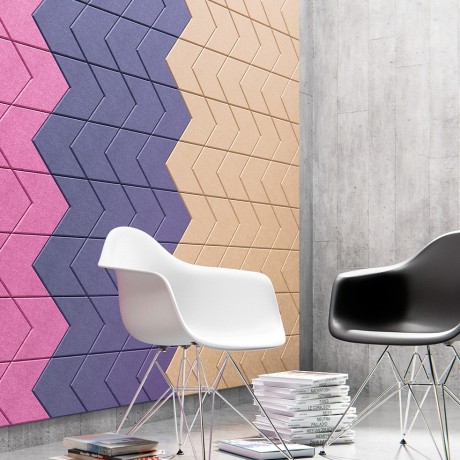 Les panneaux Sagitta offrent une solution durable qui marie esthétique singulière et performance acoustique.