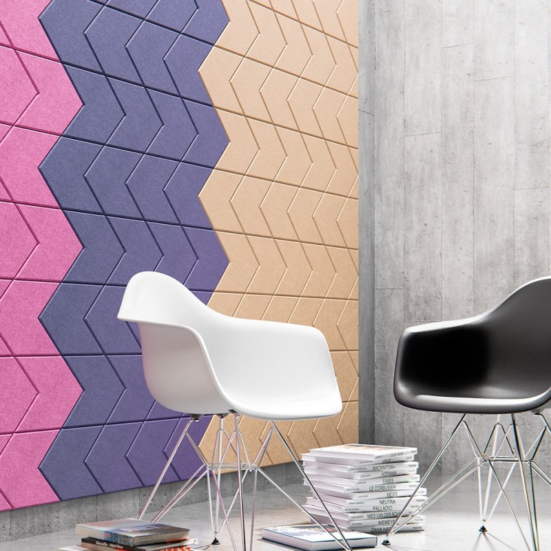 Les panneaux Sagitta offrent une solution durable qui marie esthétique singulière et performance acoustique.