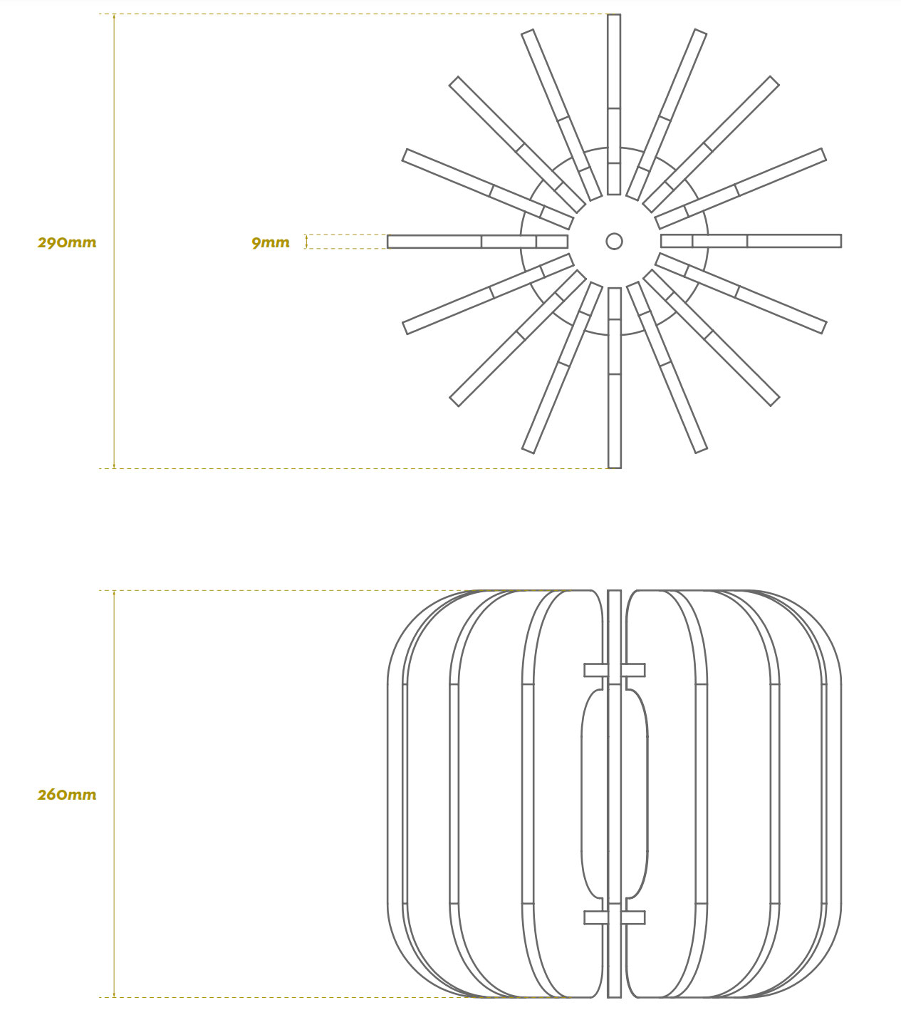 Dimensions de la lampe acoustique Iluro